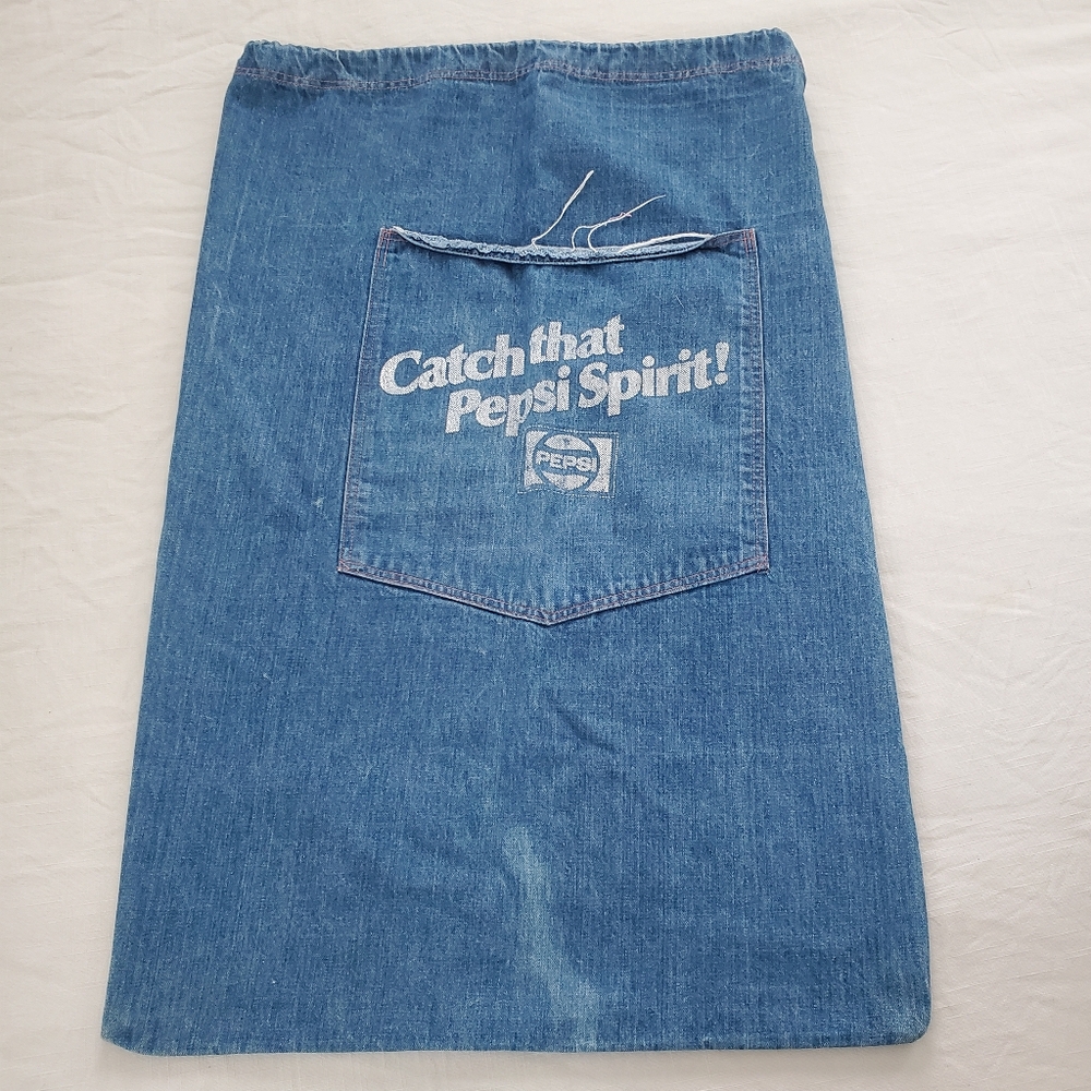 Vintage Pepsi Blue Denim Sack Bag